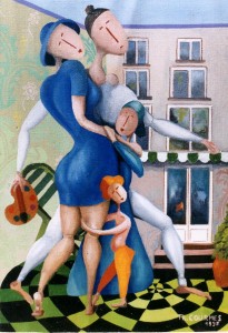 Famille ,1997, Huile sur toile (30x21cm)